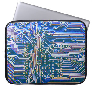 Cirkelpapp,dator,blått,kondensator,chip,ci Laptop Fodral