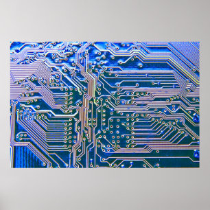 Cirkelpapp,dator,blått,kondensator,chip,ci Poster