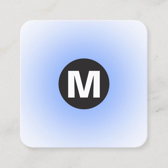 Cirkelpunktsmonogram - Övertoning - Baby blue och  Fyrkantigt Visitkort (Framsida)