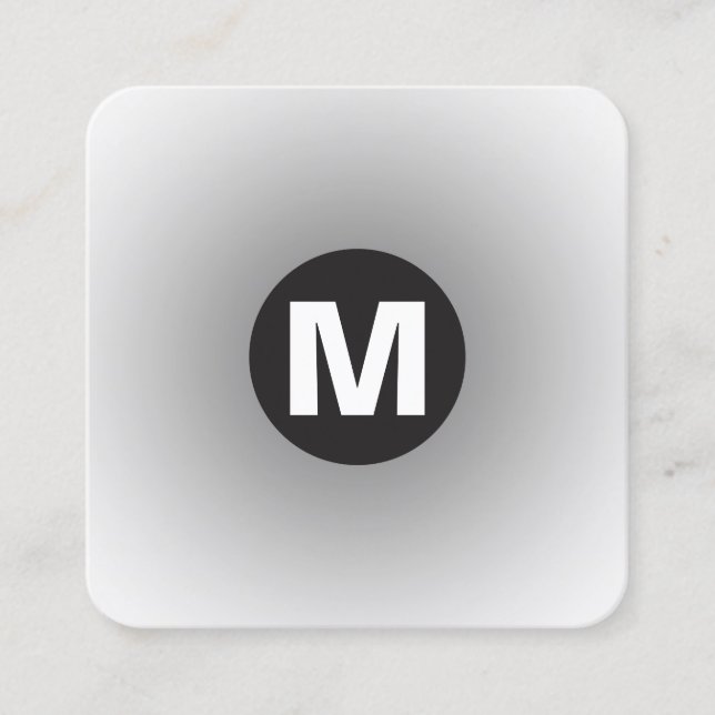 Cirkelpunktsmonogram - Övertoning - Grått till vit Fyrkantigt Visitkort (Framsida)