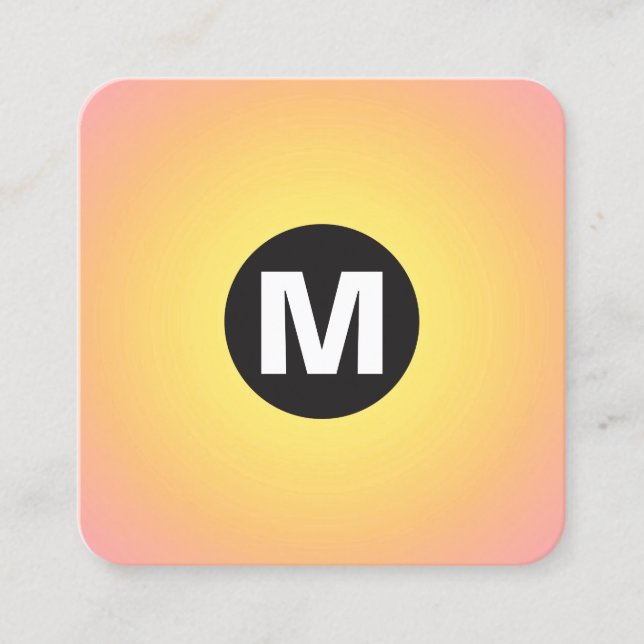 Cirkelpunktsmonogram - Övertoning - Gult till Rosa Fyrkantigt Visitkort (Framsida)