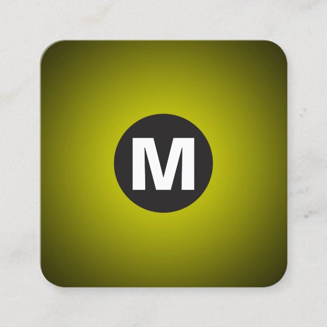 Cirkelpunktsmonogram - Övertoning - Gult till svar Fyrkantigt Visitkort (Framsida)