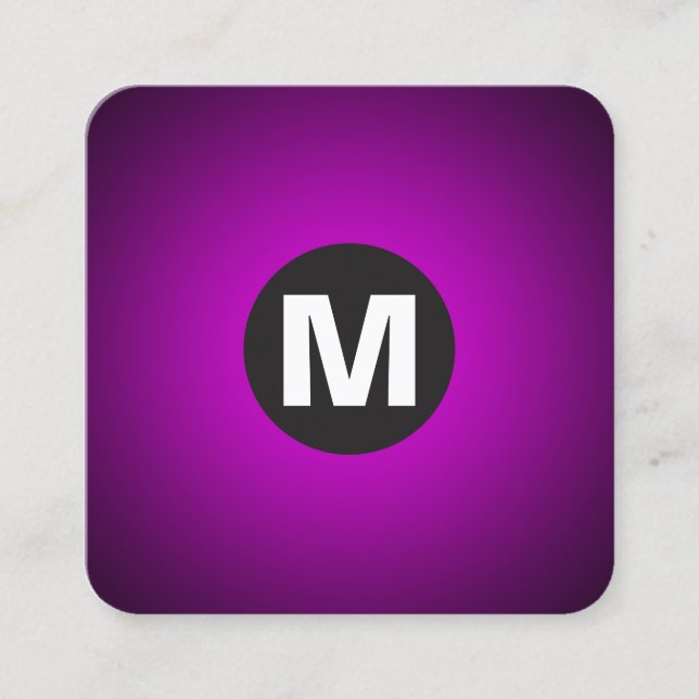 Cirkelpunktsmonogram - Övertoning - Magenta till s Fyrkantigt Visitkort (Framsida)