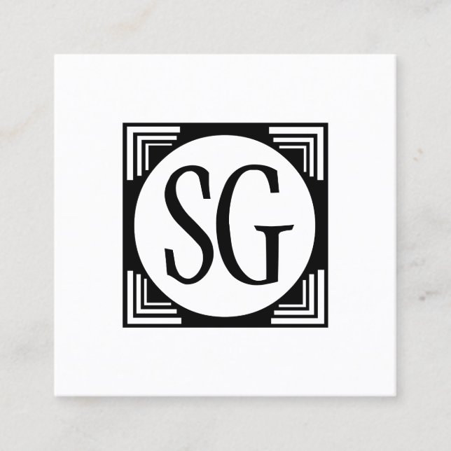 Cirkelruta - Initialer Fyrkantigt Visitkort (Framsida)