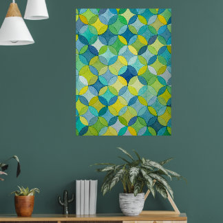 Cirkelstjärnor Handmålad Artistmönstertryck Poster