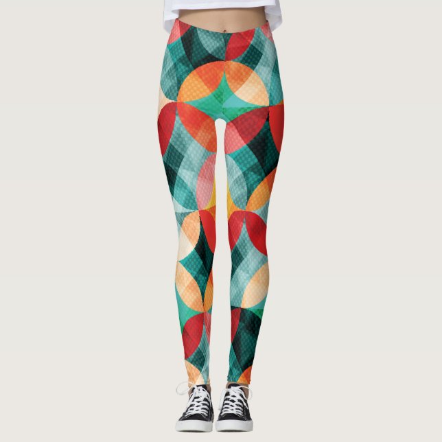 Cirkelsymfoni: Vintage för färgfull Abstrakt Leggings (Framsida)