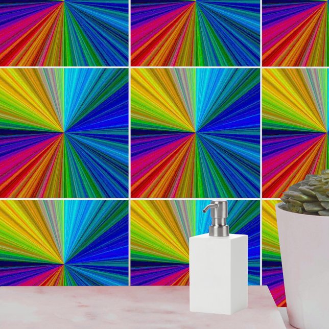 Cirkelt övertoningsregnbåge kakelplatta (Circular Gradient Rainbow Tile)