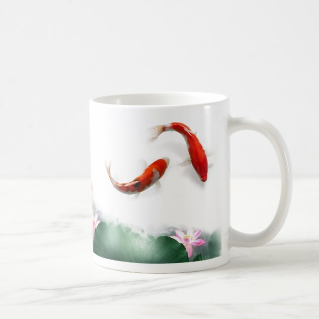 Cirkla av den orientaliska zenen Feng Shui Koi & Kaffemugg (Höger)