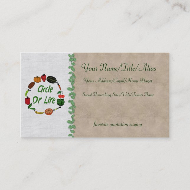 Cirkla av liv visitkort (Framsida)