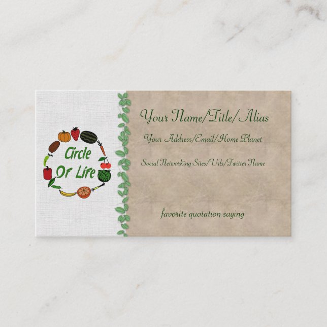 Cirkla av liv visitkort (Framsida)