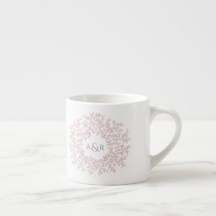 Cirkla av monograms för gåva för bröllop för espressomugg