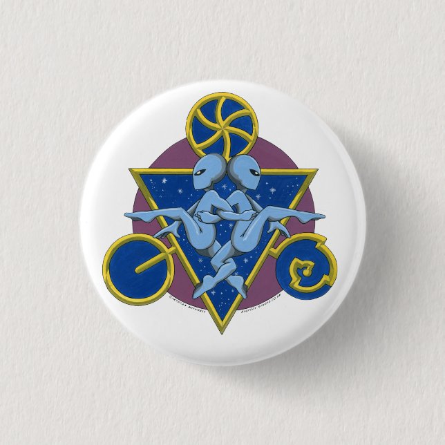 Cirkla dansutomjordingar knapp (Framsida)