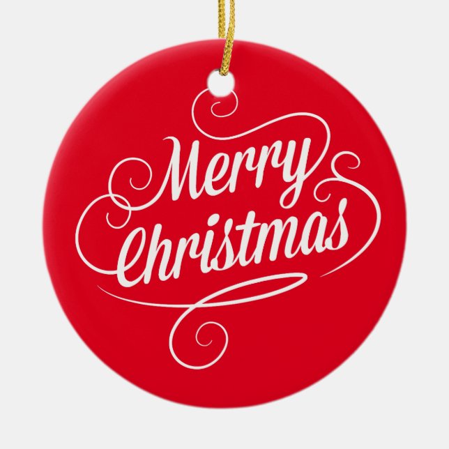 Cirkla prydnaden med gladlynt god jultext julgransprydnad keramik (Framsidan)