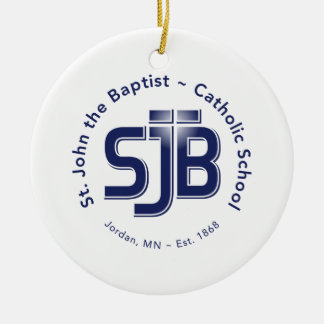 Cirkla prydnaden med SJB-logotypen Julgransprydnad Keramik