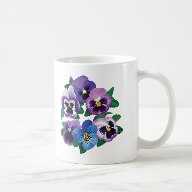 Cirkla purpurfärgade Pansies Kaffemugg (Höger)