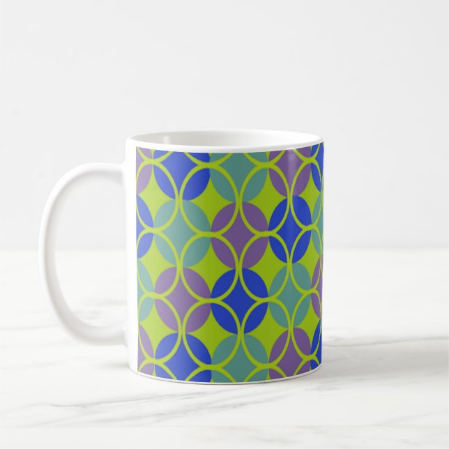 Cirklar - Blå, Grönt, Lila Kaffemugg (Vänster)