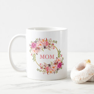 Cirklar blom- rosa guld för mammavattenfärgen kaffemugg