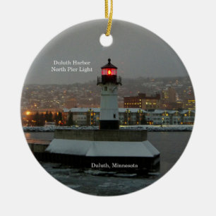 Cirklar den norr pir Light för den Duluth hamnen Julgransprydnad Keramik