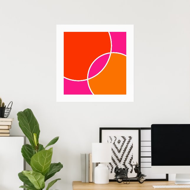Cirklar för Orange av korall Rosa Poster (Hemmakontoret)