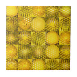 Cirklar, Fyrkanter Moasik Mönster i Gult Kakelplatta