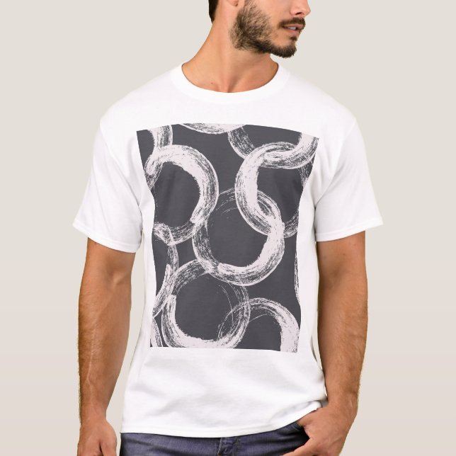 Cirklar Geometric Seamless Black Background T Shirt (Framsida)