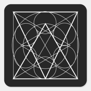 Cirklar inuti kvadratiska helig-geometri fyrkantigt klistermärke