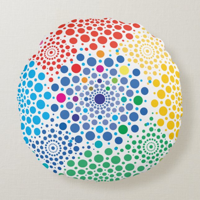 Cirklar Mandala 3 Rund Kudde (Framsidan)