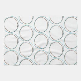 Cirklar med liten turkos och brunt hand plockade m kökshandduk