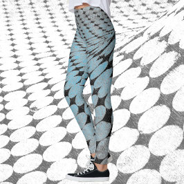 Cirklar och diamanter Mönster Grått Blue Edgy Chic Leggings