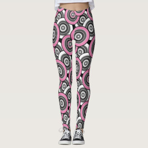 Cirklar och ringar, geometrisk svart- och vitfilte leggings