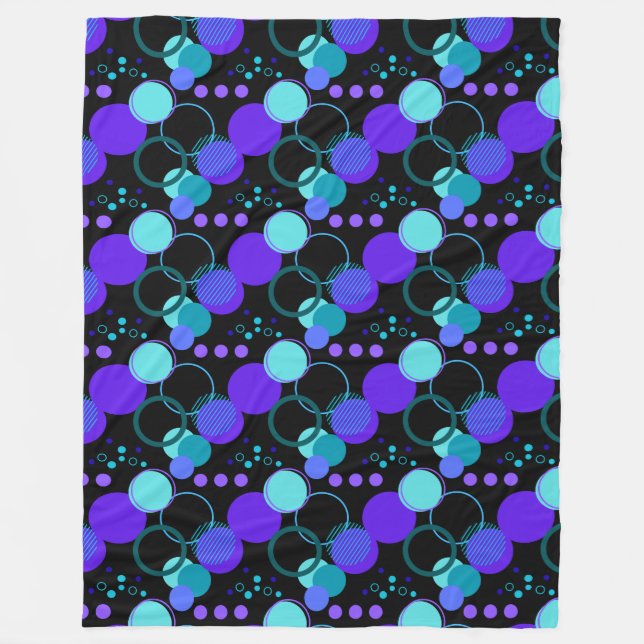 Cirklar och runda former Mönster i svart Fleecefilt (Framsidan)