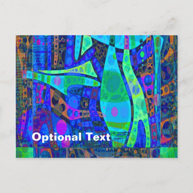 Cirklar och trådar i Neon Blues & Grönts - Anpassn Vykort (Framsida)