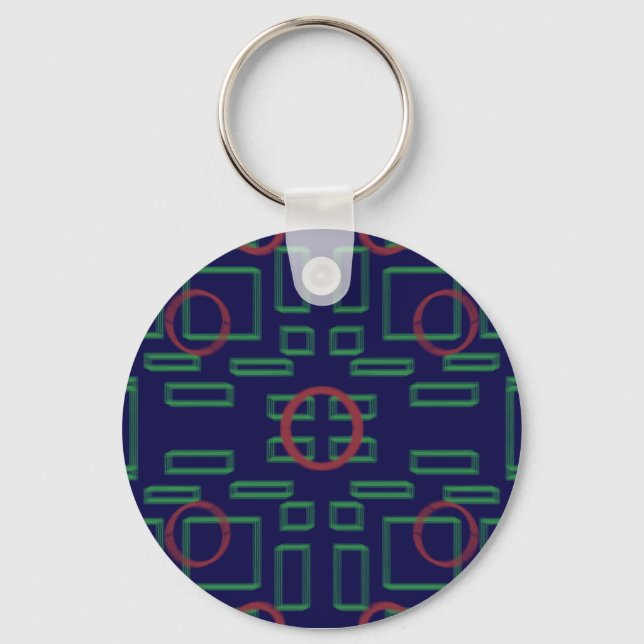 Cirklar på blå Grönt Geometric Nyckelring (Framsida)