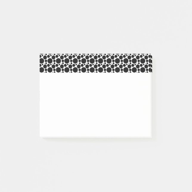 Cirklar & prickar i 7 storlekar: Upprepade svarta  Post-it Block (Framsida)