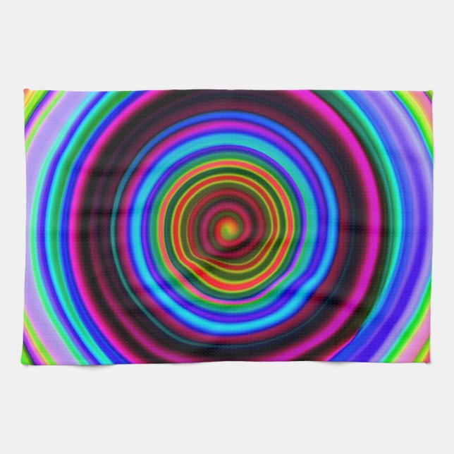 Cirklar Retro spiral för neon mönster Kökshandduk (Horisontell)