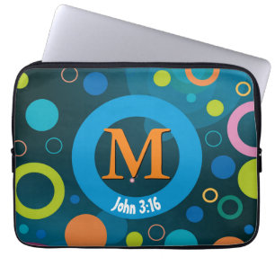 Cirklar Skripturmonogram Personlig BLUE Laptop Fodral