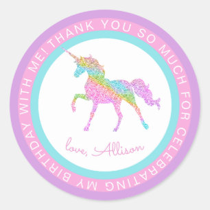 Cirklar tack för födelsedag för Unicorn för Runt Klistermärke