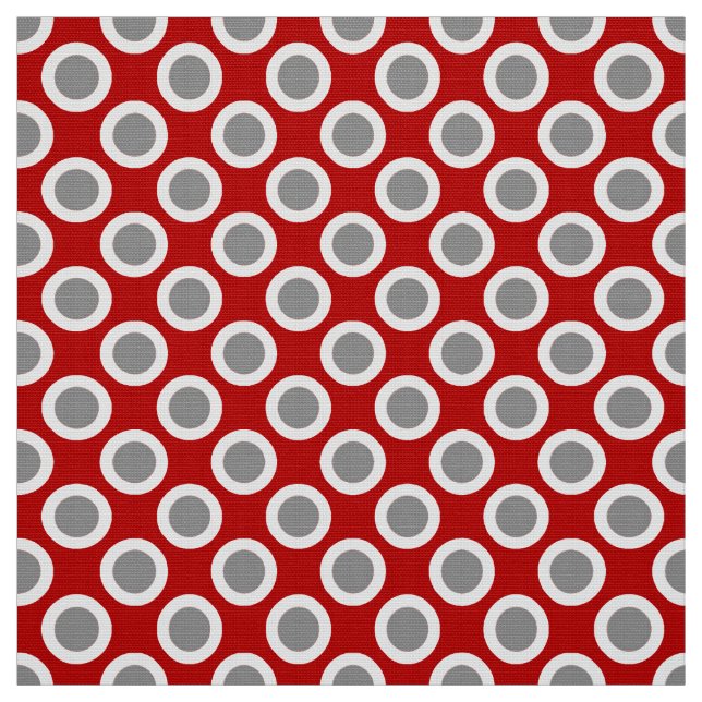 Cirklat Retro pricker, djupt - rött och grå färg Tyg (Provkarta)