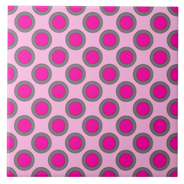 Cirklat Retro pricker, fuchsiaen, grå färg och Kakelplatta (Framsidan)