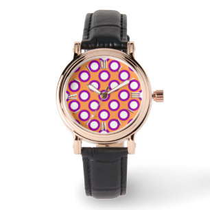 Cirklat Retro pricker, mandarinorangen och magenta Armbandsur