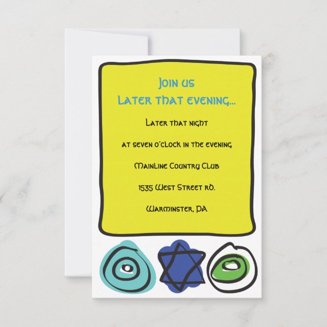 CIRKLES och SQUARES Pub Bat mitzvah Party-kort Inbjudningar (Framsida)