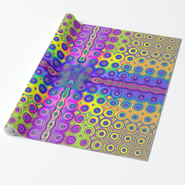 Cirkling runt Fractal Tapet Presentpapper (Utrullad)
