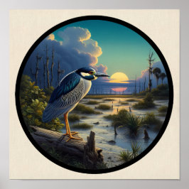 Cirkulär 3D-bild av en Gult-krökt nattöron Poster