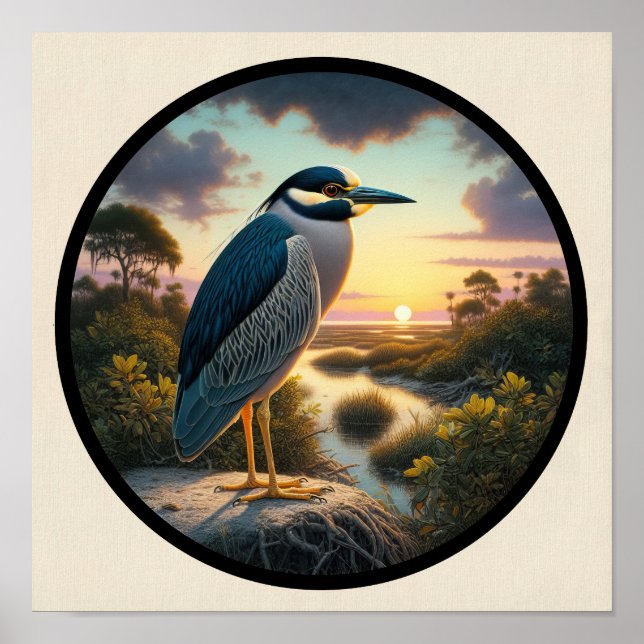 Cirkulär 3D-bild av en Gult-krökt nattöron Poster (Framsidan)