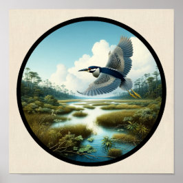 Cirkulär 3D-bild av en Gult-krökt nattöron Poster