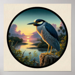 Cirkulär 3D-bild av en Gult-krökt nattöron Poster