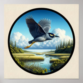 Cirkulär 3D-bild av en Gult-krökt nattöron Poster