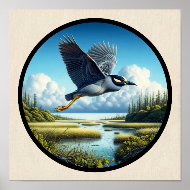 Cirkulär 3D-bild av en Gult-krökt nattöron Poster (Framsidan)