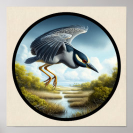 Cirkulär 3D-bild av en Gult-krökt nattöron Poster