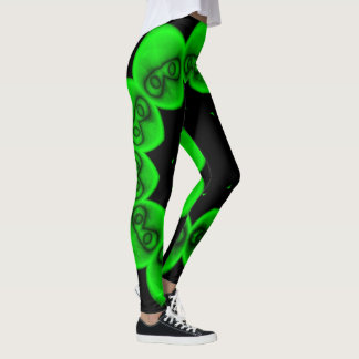 Cirkulär Abstrakt för ljus Grönt Alien Leggings